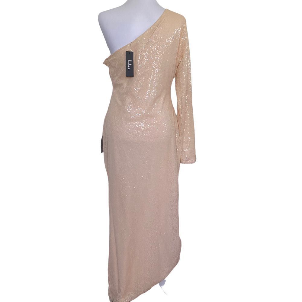 š
ŗlulu's Dress Sequin One Sleeve Midiā Blush Pink Size XL - Picture 2 of 11